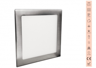 LED svítidlo podhledové 18W, 3800K, čtverec, matt chrom